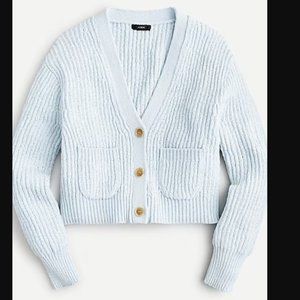 J.Crew Cropped beach cardigan, size L, Sheer blue